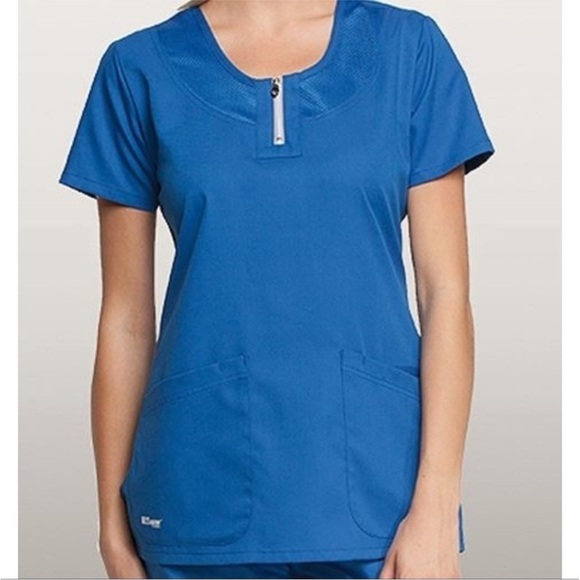 Grey's Anatomy Professional Wear By‎ Barco Active Short Sleeve Blue Scrub Тор - Picture 1 of 14